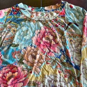 Floral Multicolor Scoop Neck Women's Top
